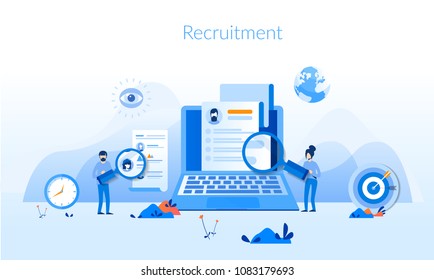 Recruitment Concept for web page, banner, presentation, social media, documents, cards, posters. Vector illustration