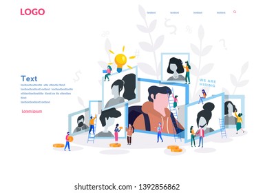 Recruitment Concept for web page, banner, presentation, social media, documents, cards, posters. Vector illustration, Human Resources,  we are hiring.