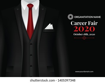Recruitment design poster. We are hiring invitation with collar and tie on abstract background