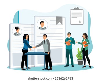 Recruitment and employment. Professional business team during an employment hiring process.