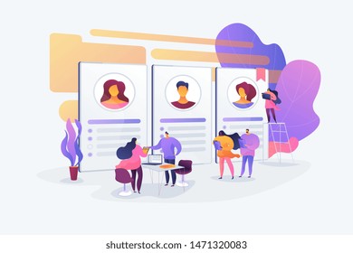 Recruitment and employment service. HR agency and headhunting company. Job interview, employment process, choosing a candidate concept. Vector isolated concept creative illustration