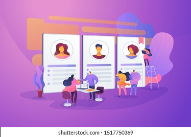 Recruitment and employment service. HR agency and headhunting company. Job interview, employment process, choosing a candidate concept. Vector isolated concept creative illustration