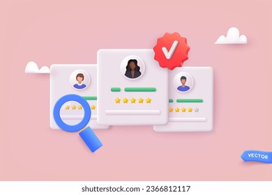 Recruitment and employment service. HR agency and headhunting company. Job interview, employment process, choosing a candidate concept. 3D Web Vector Illustrations. 