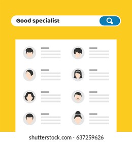 Recruitment. Find person for job opportunity, vector illustration design. Concept search better candidate for open position. We are hiring, hr. Job offer. Wanted employee, staff.