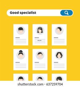 Recruitment. Find person for job opportunity, vector illustration design. Concept search better candidate for open position. We are hiring, hr. Job offer. Wanted employee, staff.