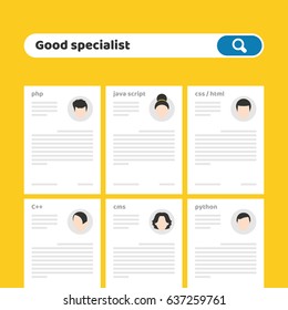 Recruitment. Find person for job opportunity, vector illustration design. Concept search better candidate for open position. We are hiring, hr. Job offer. Wanted employee, staff.
