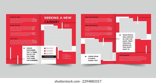 Recruitment Firm bifold brochure template. A clean, modern, and high-quality design bifold brochure vector design. Editable and customize template brochure