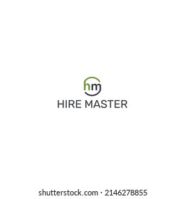 recruitment firm logo design which built from abstract initial letter H and M with circle ornament in black and green color also suitable for logo design inspiration for jobseeker app or web logo