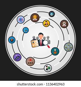 Recruitment flat icons concept. Vector illustration. Element template for design.
