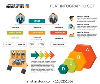 Recruitment flowchart template for presentation. Business data visualization. Strategy, human resources, planning or management creative concept for infographic, project layout.