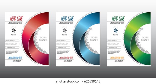 Recruitment flyers, red, green, blue flyer cover brochure design vector EPS 10, brochure background, gradient, circles, modern, magazine, poster, mockup for you