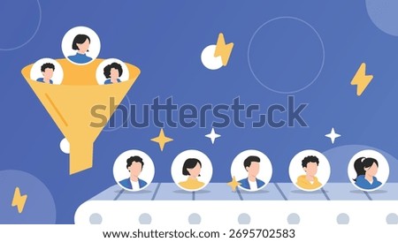 Recruitment funnel with candidates background