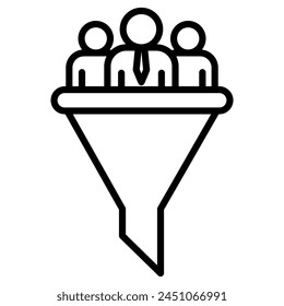 Icono de embudo de reclutamiento Ilustración vectorial de línea