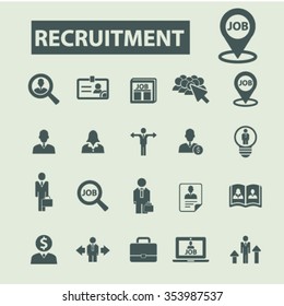 recruitment, headhunter, Job  icons, signs vector concept set for infographics, mobile, website, application
