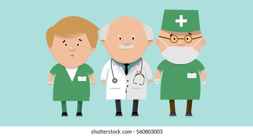 Recruitment of health workers. Doctors different directions in flat style. Vector illustration for your design.