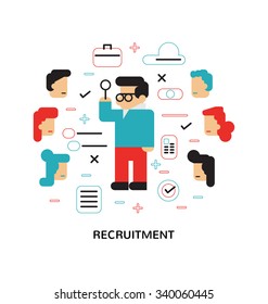 Recruitment, Hiring, The choice of the best suited employee, Flat design, Modern vector illustration concept