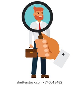 recruitment, hiring concept cartoon flat vector illustration concept on isolated white background