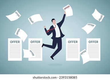 Recruitment, hiring concept. Got offers, Successful candidate. 