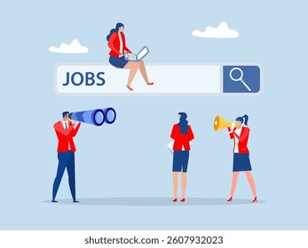 Recruitment hiring process to choose candidate to fit job position,hiring or finding staff for vacancy, marketing search for client or customer Human Resources concept vector