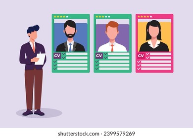 Recruitment or hiring process concept. Colored flat vector illustration isolated.