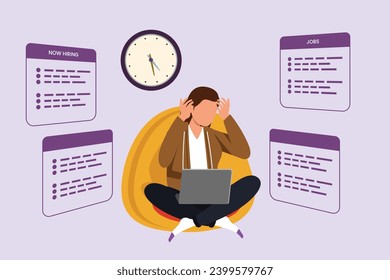 Recruitment or hiring process concept Colored flat vector illustration isolated