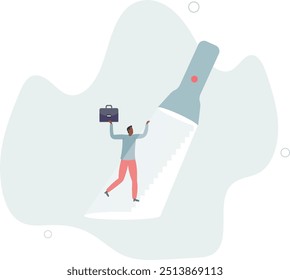 reclutamiento o recursos humanos encontrar candidato o talento, oportunidad o crecimiento de la carrera, escalera de éxito concept.flat diseño con las personas.