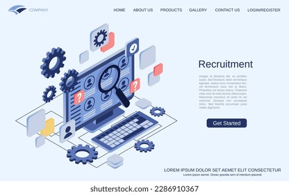Recruitment, HR management, candidate choice modern 3d isometric vector concept illustration. Landing page design template