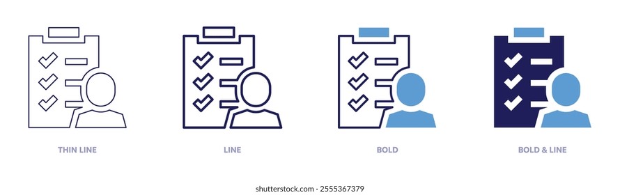 Recruitment icon in 4 different styles. Thin Line, Line, Bold, and Bold Line. Duotone style. Editable stroke.