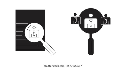 recruitment icon, Contains job search, interview, job fair, screening and more, isolated on white background, vector illustration.