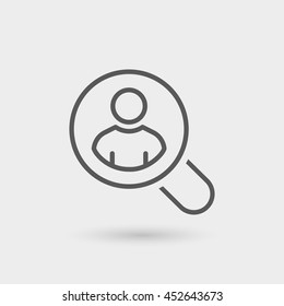 recruitment icon isolated, thin line, black color with shadow
