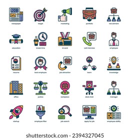 Recruitment icon pack for your website design, logo, app, and user interface. Recruitment icon filled color design. Vector graphics illustration and editable stroke.