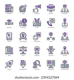 Paquete de iconos de reclutamiento para el diseño de su sitio web, logotipo, aplicación e interfaz de usuario. Diseño de doble tono de icono de contratación. Ilustración gráfica vectorial y trazo editable.