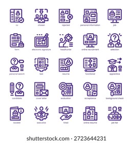 Rekrutierung Icon Pack für Ihre Website, Handy, Präsentation und Logo-Design. Rekrutierung Icon Linie grundlegende Farbgestaltung. Vektorgrafik-Illustration und bearbeitbarer Strich.