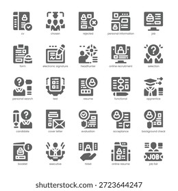 Paquete de iconos de reclutamiento para su Sitio web, móvil, presentación y diseño de logotipo. Reclutamiento Icon diseño sólido. Ilustración gráfica de Vector y trazo editable.