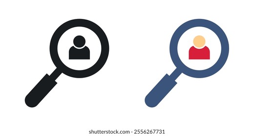 Recruitment icon set in black and colored versions.