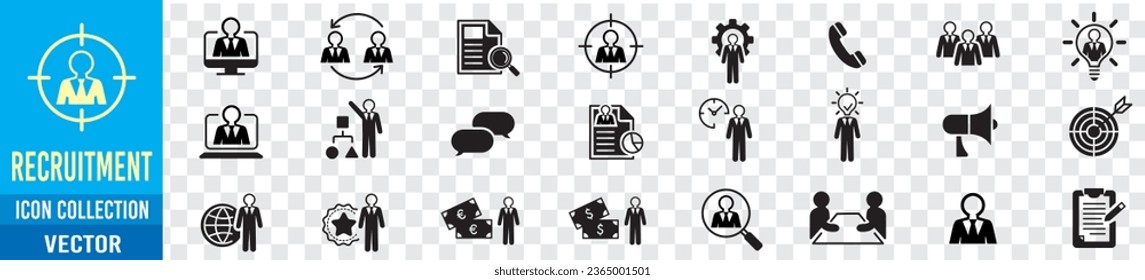 Recruitment icon set collection vector 