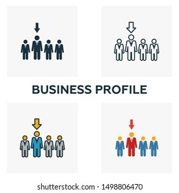 Recruitment icon set. Four elements in diferent styles from human resources icons collection. Creative recruitment icons filled, outline, colored and flat symbols.