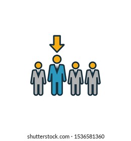 Recruitment icon set. Four elements in diferent styles from human resources icons collection. Creative recruitment icons filled, outline, colored and flat symbols.