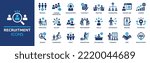 Recruitment icon set. Headhunting, career, resume, job hiring, candidate and human resource icons. Solid icon collection.