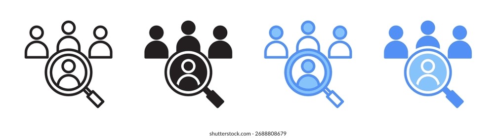 Ícone de Recrutamento define ilustração de vetor de coleção de vários estilos