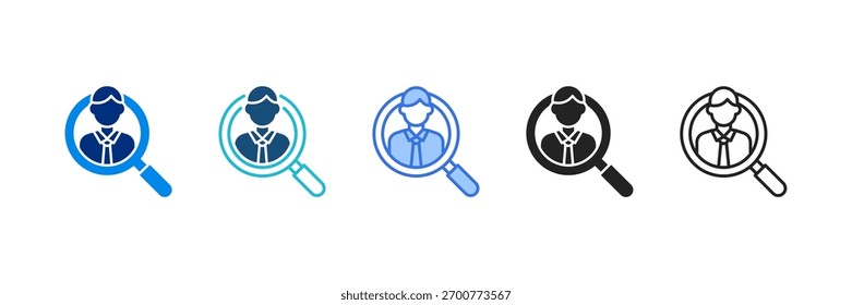 Conjunto de iconos de reclutamiento Ilustración vectorial de estilo múltiple