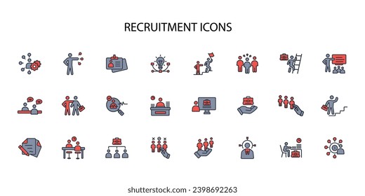 Icono de reclutamiento set.vector.Curso editable.Signo de estilo lineal para usar diseño web,logo.Ilustración de símbolo.