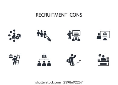 Recruitment icon set.vector.Editable stroke.linear style sign for use web design,logo.Symbol illustration.