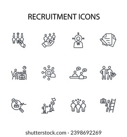 Recruitment icon set.vector.Editable stroke.linear style sign for use web design,logo.Symbol illustration.