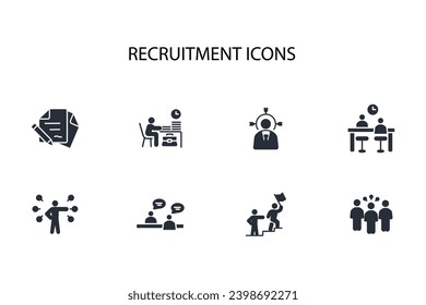 Recruitment icon set.vector.Editable stroke.linear style sign for use web design,logo.Symbol illustration.