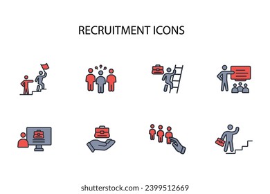 Recruitment icon set.vector.Editable stroke.linear style sign for use web design,logo.Symbol illustration.
