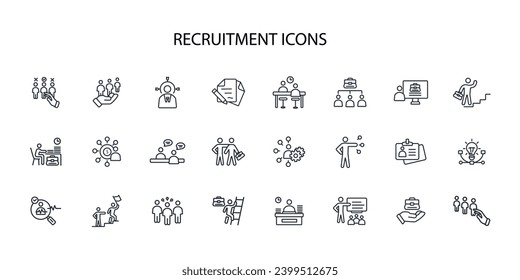 Recruitment icon set.vector.Editable stroke.linear style sign for use web design,logo.Symbol illustration.