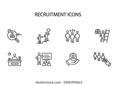 Recruitment icon set.vector.Bearbeitbar stroke.linear style sign for use web design,logo.Symbol illustration.