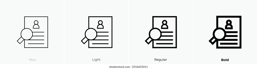 recruitment icon. Thin, Light Regular And Bold style design isolated on white background