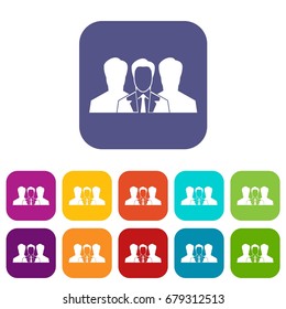 Recruitment icons set vector illustration in flat style In colors red, blue, green and other